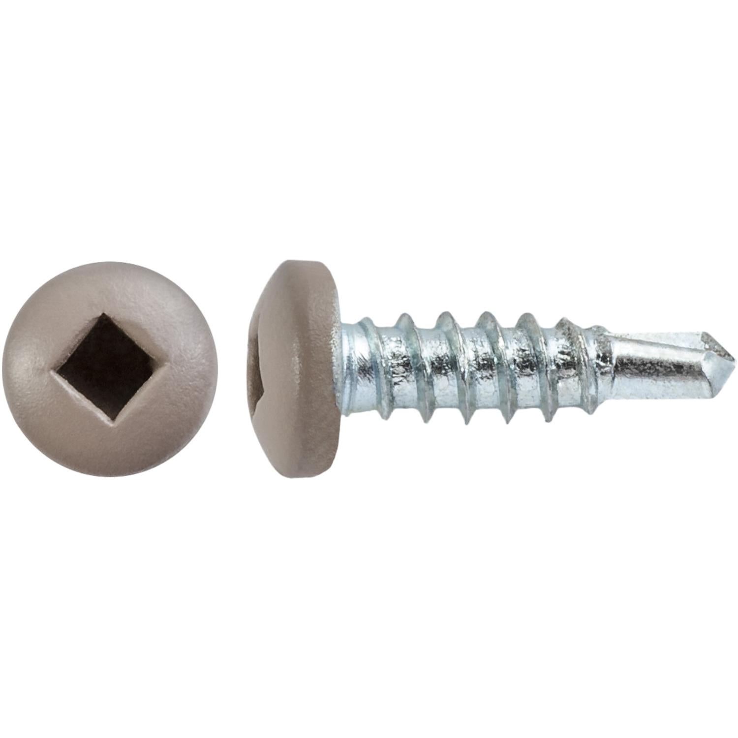 #6 x 1/2" Square Pan Self-Drilling Tek Zinc Tan Painted Head RV Screws