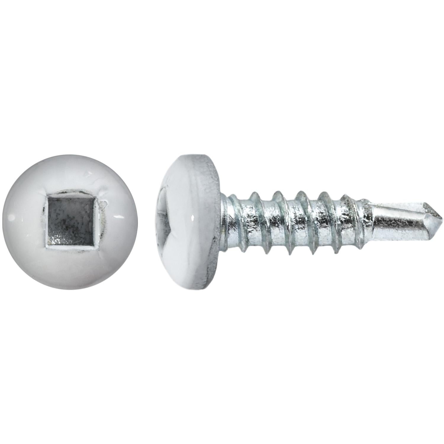 #6 x 1/2" Square Pan Self-Drilling Tek Zinc White Painted Head RV Screws