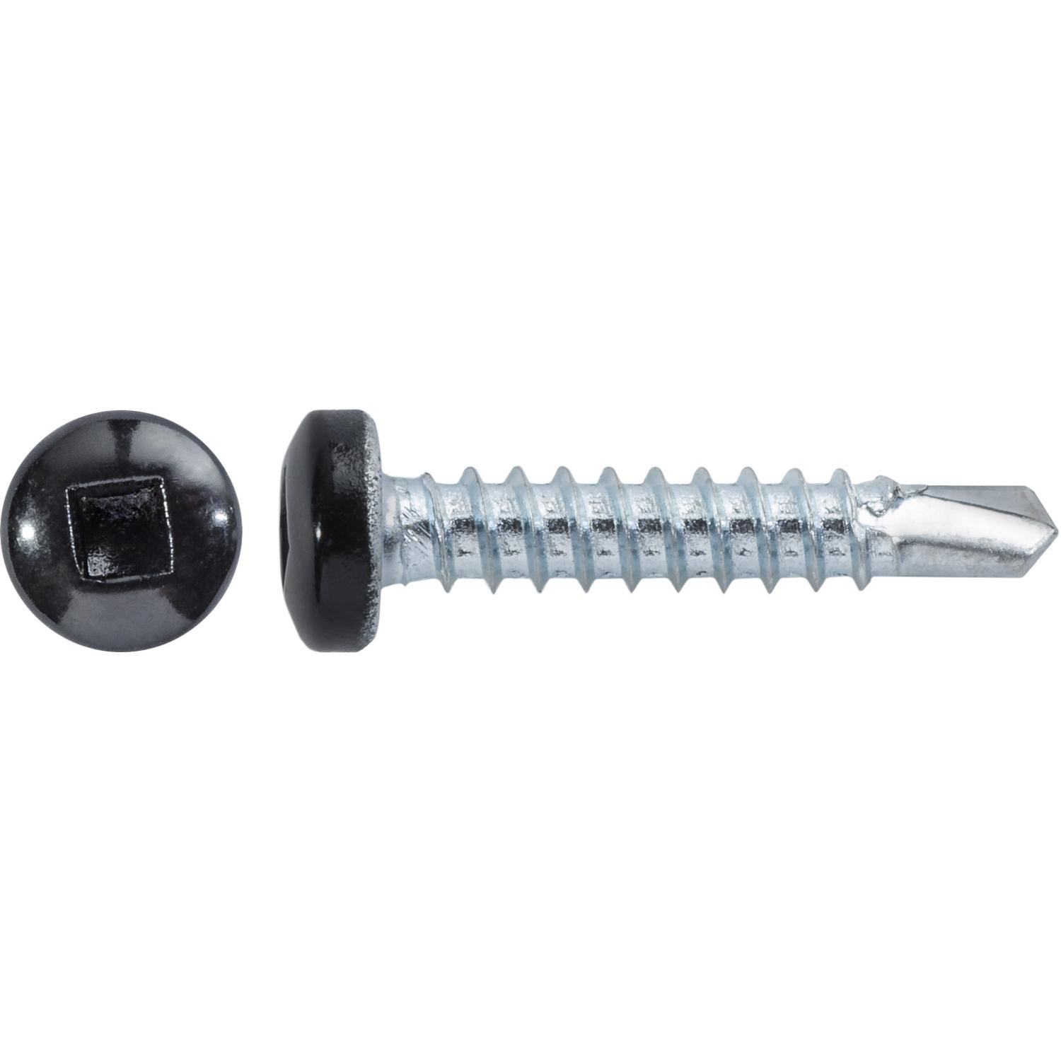 #6 x 3/4" Square Pan Self-Drilling Tek Zinc Black Painted Head RV Screws