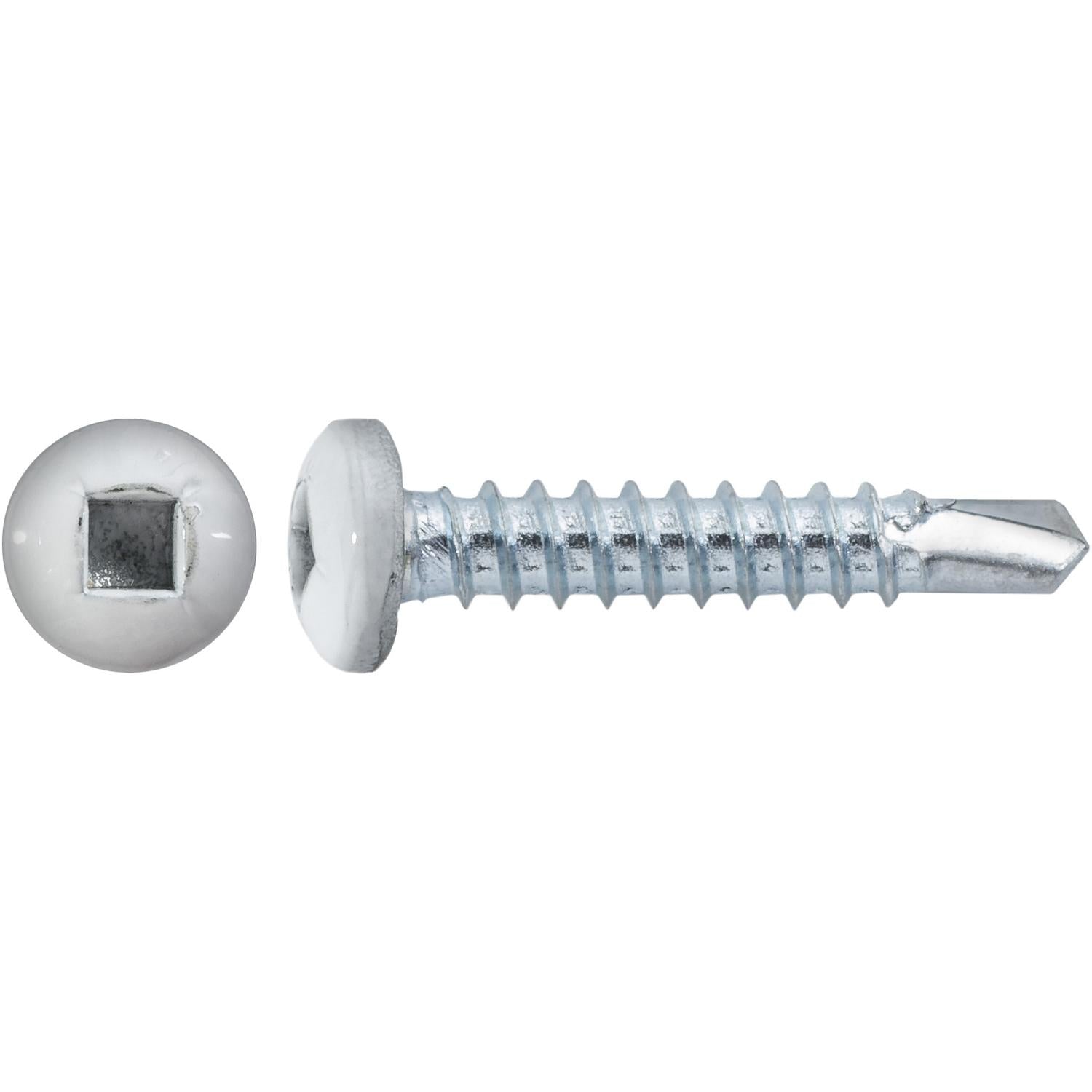 #6 x 3/4" Square Pan Self-Drilling Tek Zinc White Painted Head RV Screws