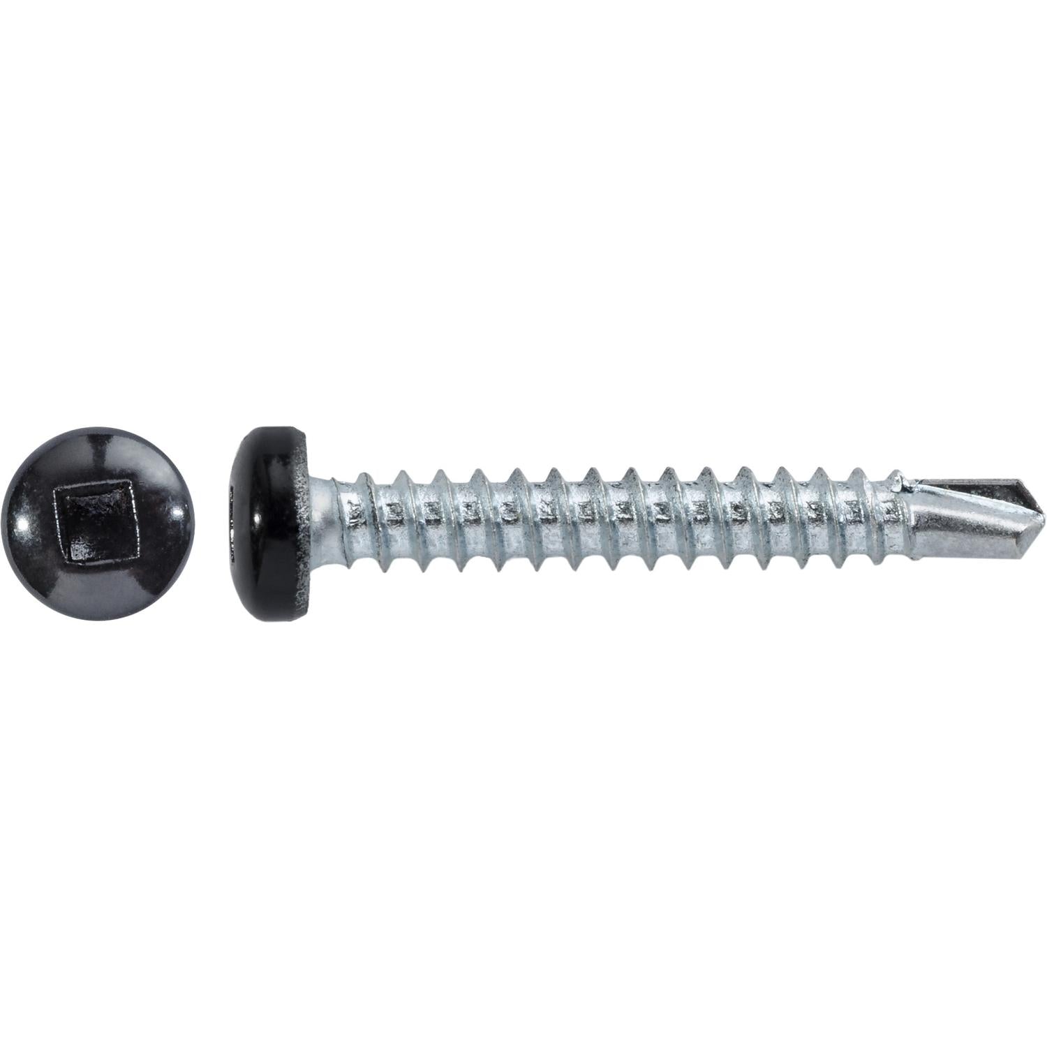#6 x 1" Square Pan Self-Drilling Tek Zinc Black Painted Head RV Screws