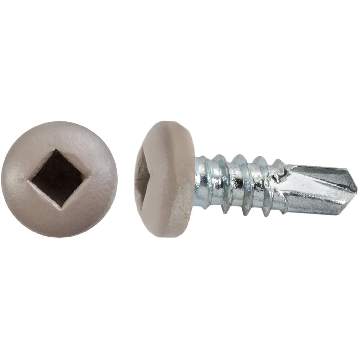 #8 x 1/2" Square Pan Self-Drilling Tek Zinc Tan Painted Head RV Screws