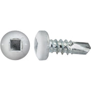 #8 x 1/2" Square Pan Self-Drilling Tek Zinc White Painted Head RV Screws