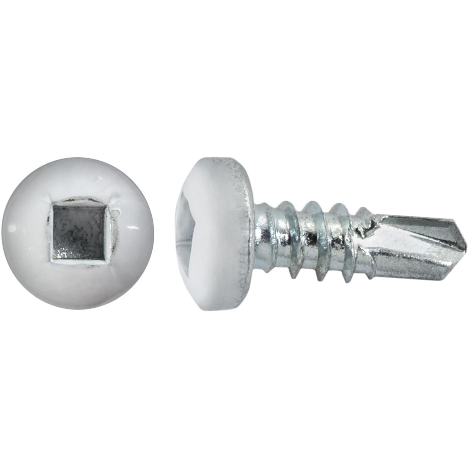 #8 x 1/2" Square Pan Self-Drilling Tek Zinc White Painted Head RV Screws
