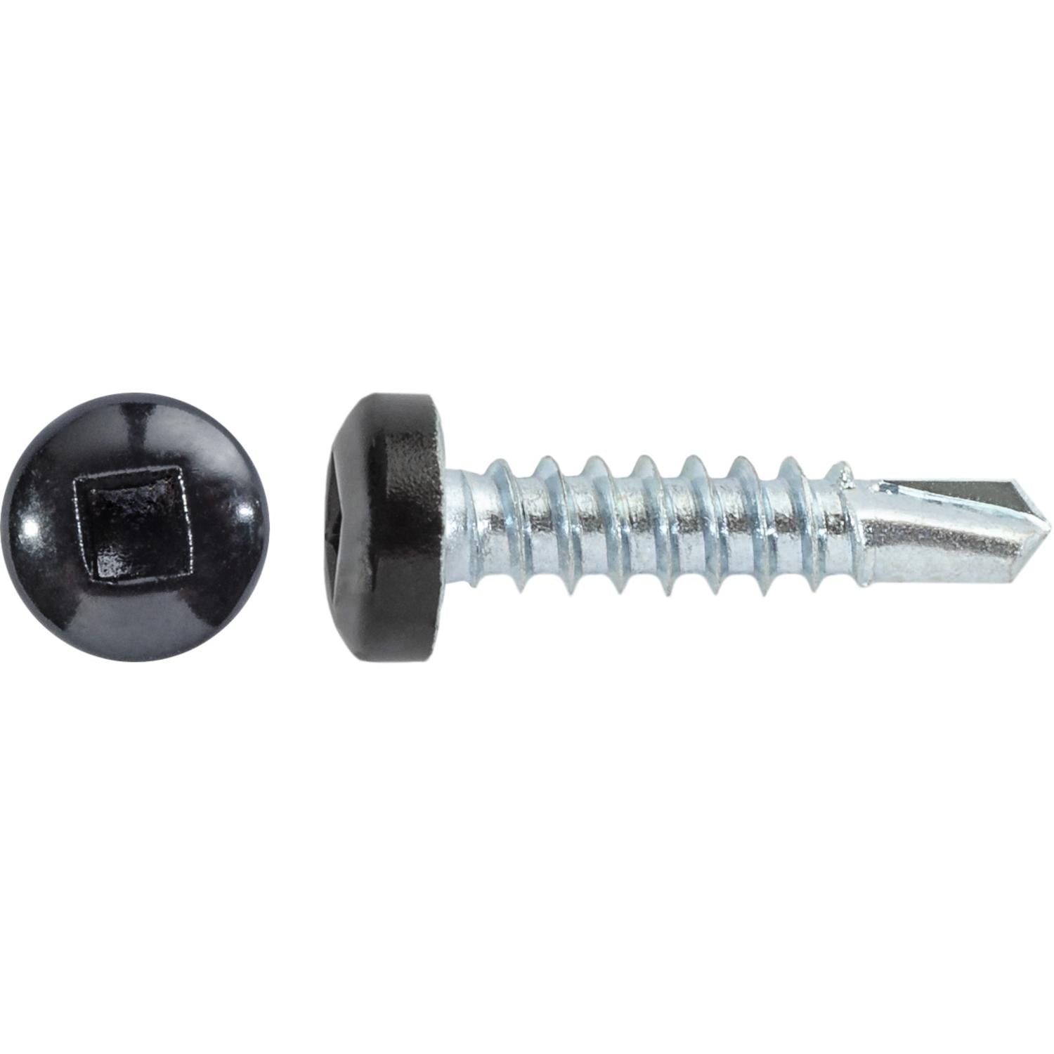 #8 x 3/4" Square Pan Self-Drilling Tek Zinc Black Painted Head RV Screws