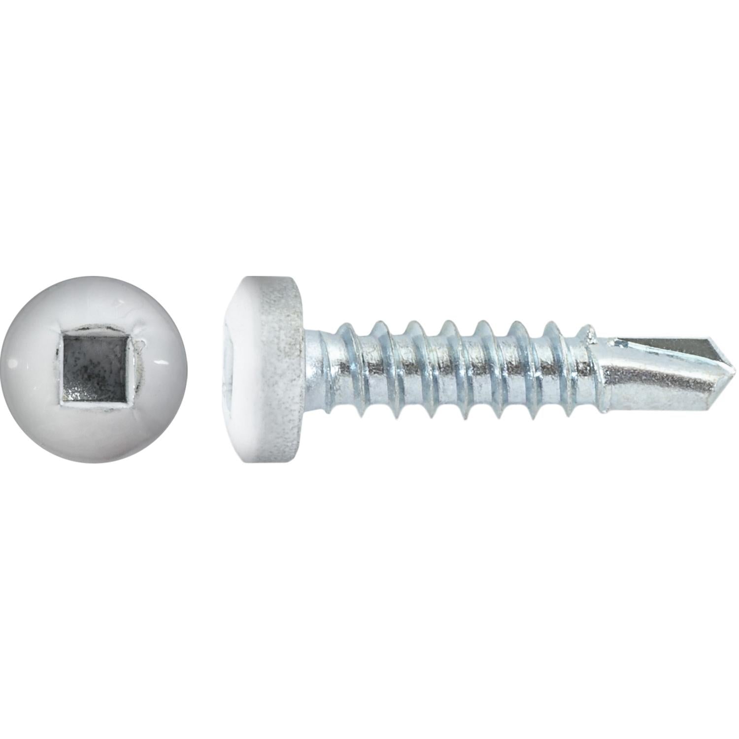 #8 x 3/4" Square Pan Self-Drilling Tek Zinc White Painted Head RV Screws