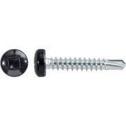 #8 x 1" Square Pan Self-Drilling Tek Zinc Black Painted Head RV Screws