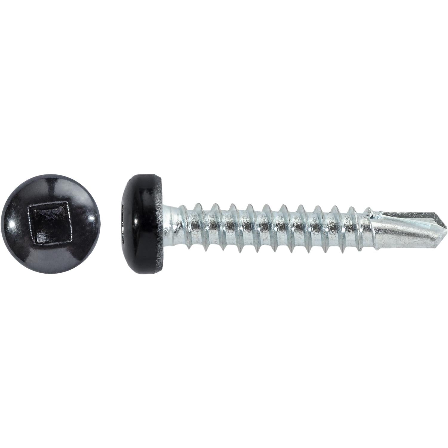 #8 x 1" Square Pan Self-Drilling Tek Zinc Black Painted Head RV Screws
