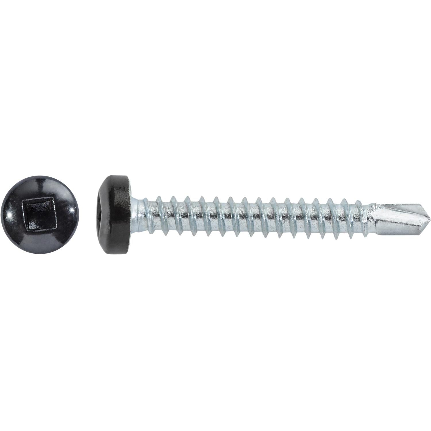 #8 x 1-1/4" Square Pan Self-Drilling Tek Zinc Black Painted Head RV Screws