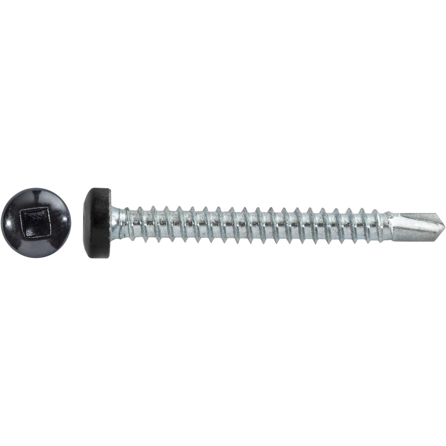 #8 x 1-1/2" Square Pan Self-Drilling Tek Zinc Black Painted Head RV Screws