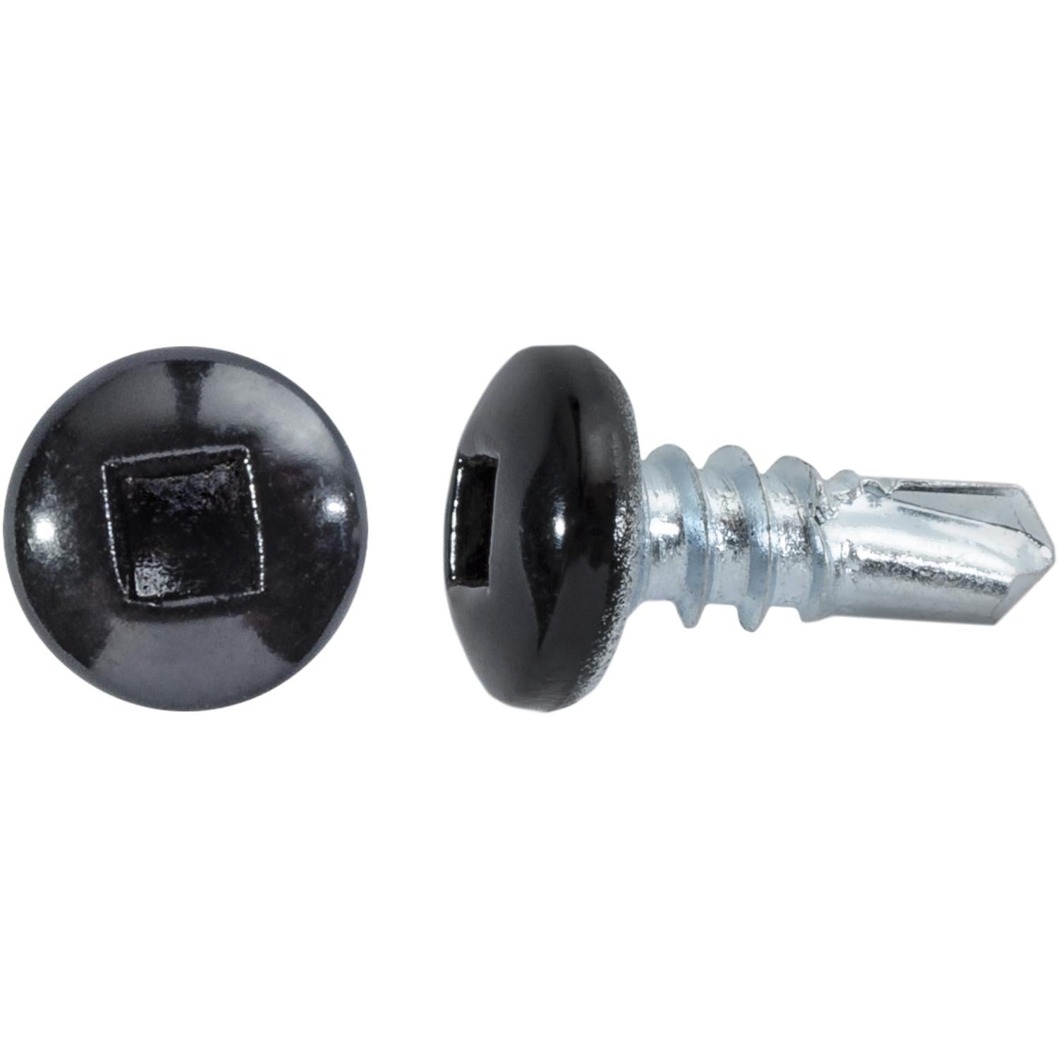 #10 x 1/2" Square Pan Self-Drilling Tek Zinc Black Painted Head RV Screws