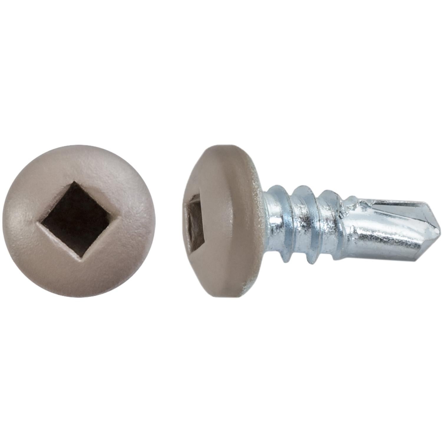 #10 x 1/2" Square Pan Self-Drilling Tek Zinc Tan Painted Head RV Screws