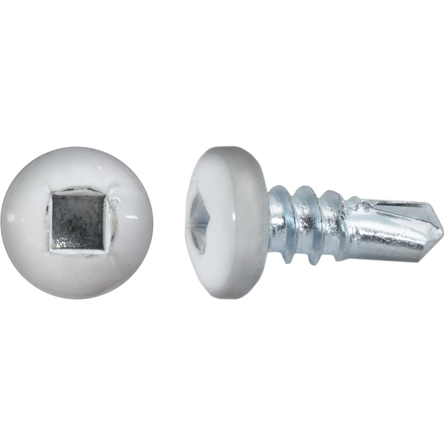 #10 x 1/2" Square Pan Self-Drilling Tek Zinc White Painted Head RV Screws
