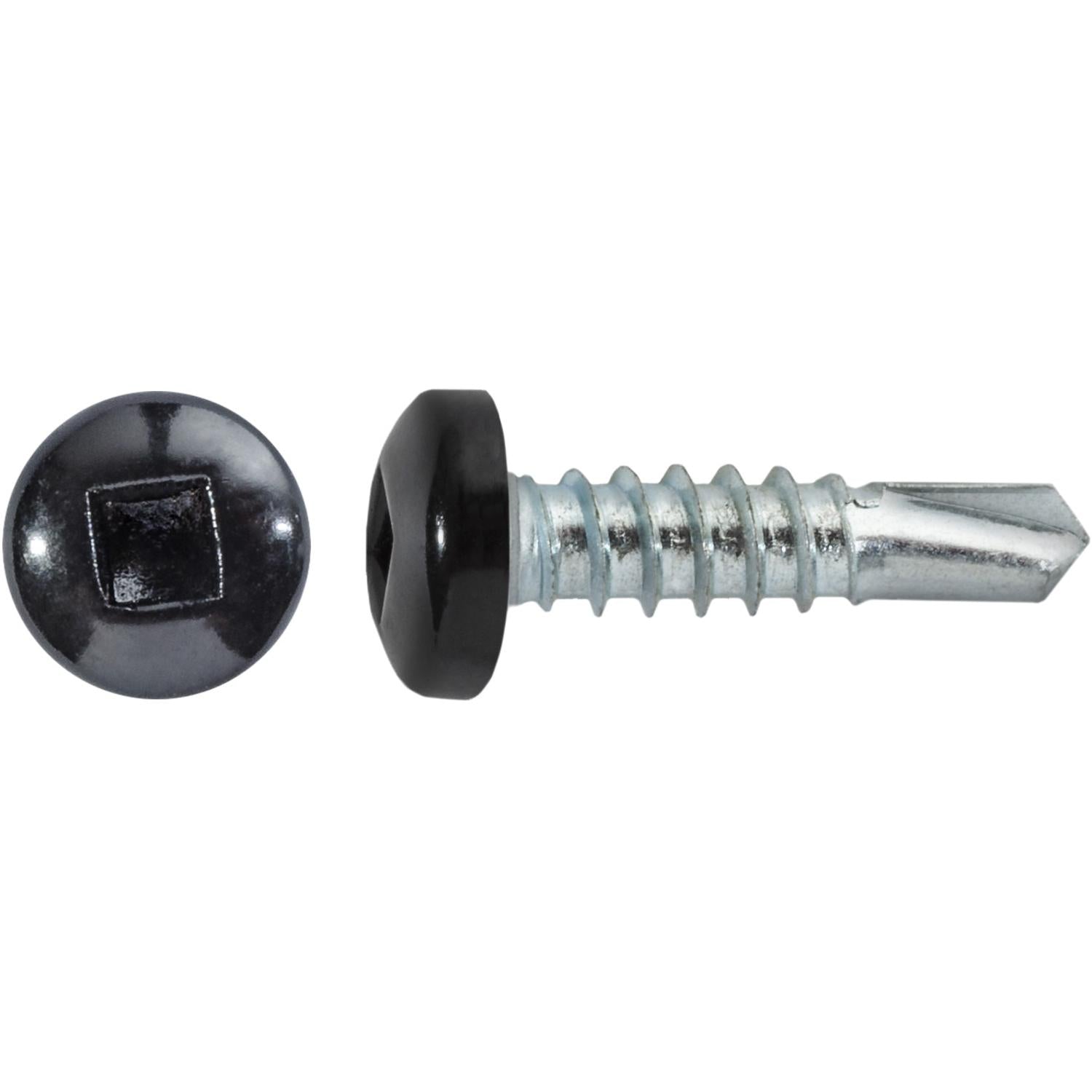 #10 x 3/4" Square Pan Self-Drilling Tek Zinc Black Painted Head RV Screws