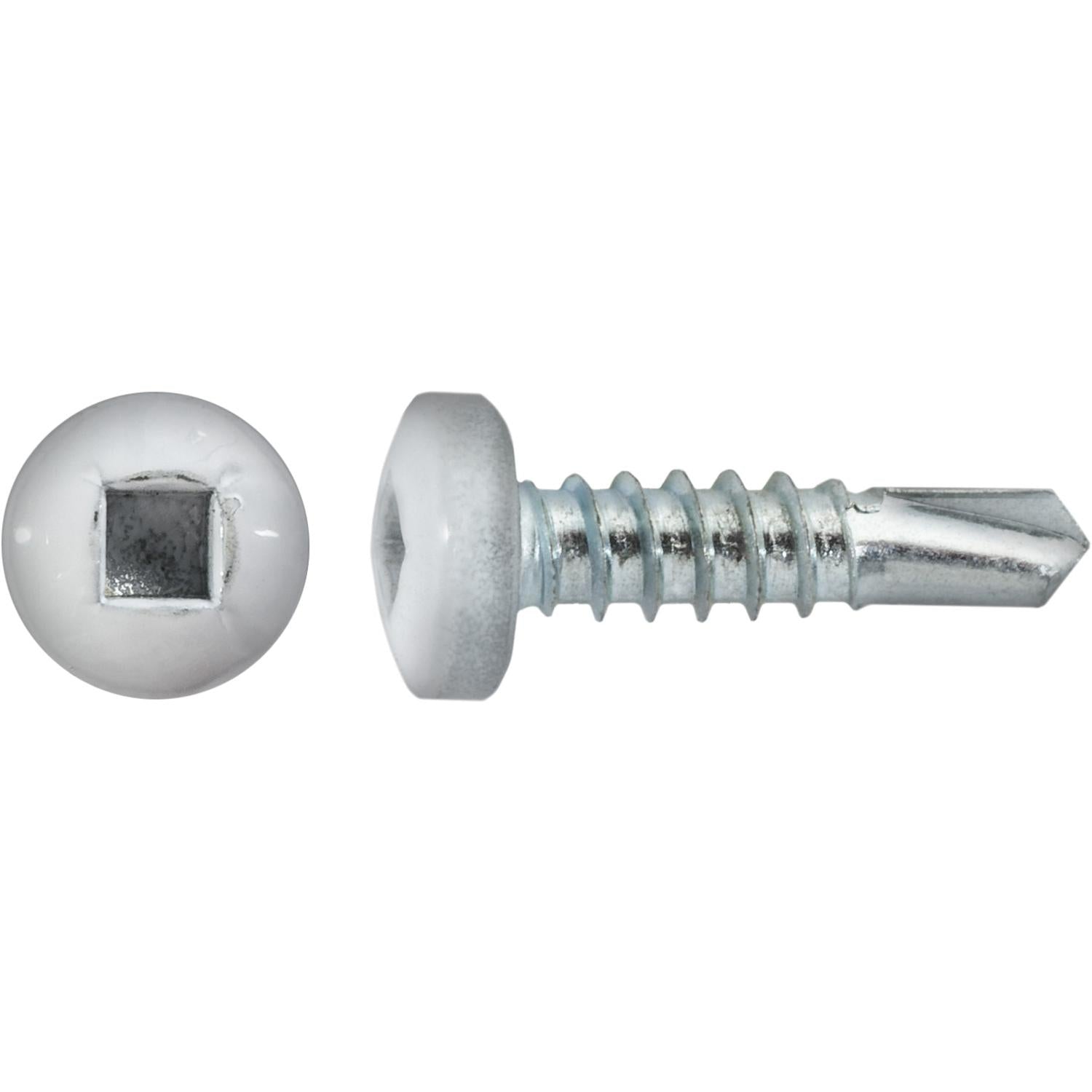 #10 x 3/4" Square Pan Self-Drilling Tek Zinc White Painted Head RV Screws