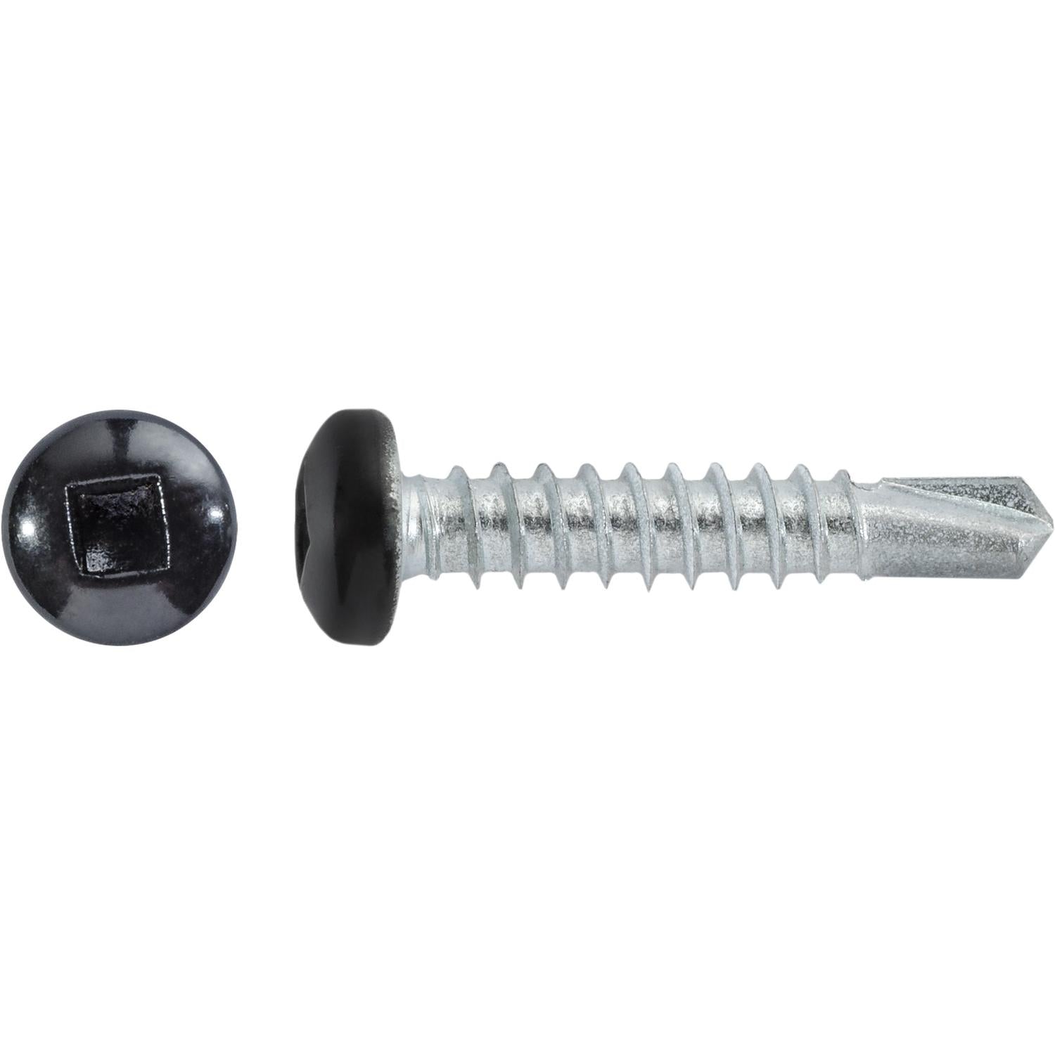 #10 x 1" Square Pan Self-Drilling Tek Zinc Black Painted Head RV Screws