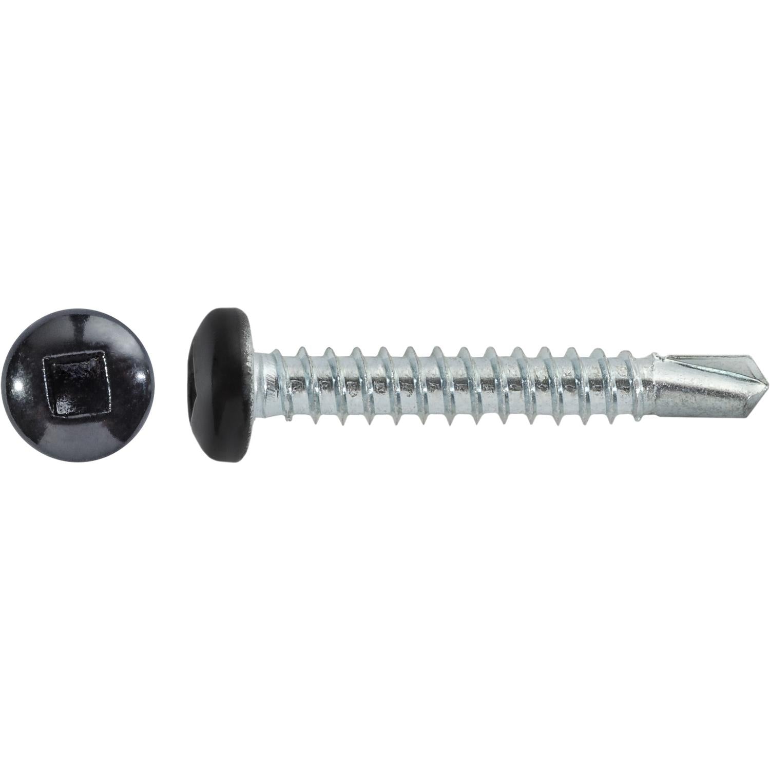 #10 x 1-1/4" Square Pan Self-Drilling Tek Zinc Black Painted Head RV Screws