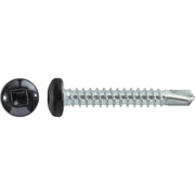 #10 x 1-1/4" Square Pan Self-Drilling Tek Zinc Black Painted Head RV Screws