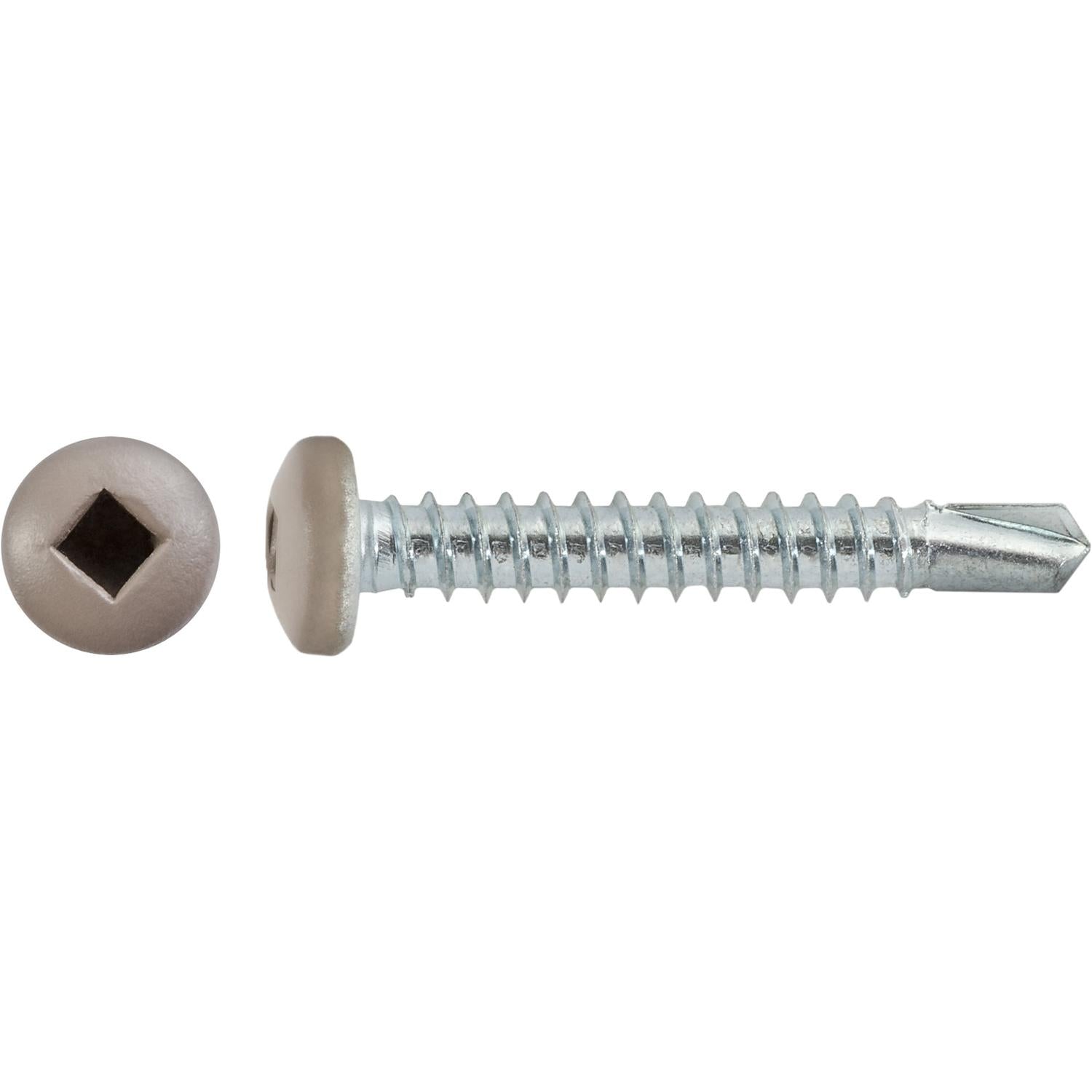 #10 x 1-1/4" Square Pan Self-Drilling Tek Zinc Tan Painted Head RV Screws