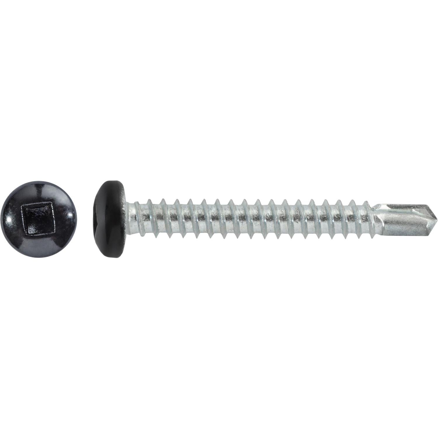 #10 x 1-1/2" Square Pan Self-Drilling Tek Zinc Black Painted Head RV Screws