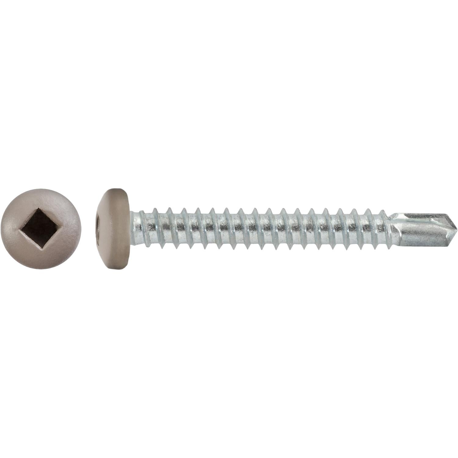 #10 x 1-1/2" Square Pan Self-Drilling Tek Zinc Tan Painted Head RV Screws