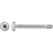 #10 x 1-1/2" Square Pan Self-Drilling Tek Zinc White Painted Head RV Screws