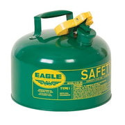 Type I Safety Can, Galvanized Steel, 2.5 gal, Green, 9 in Dia., Self-Closing Lid, Combustibles