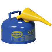 Type I Safety Can, Galvanized Steel, 2.5 gal, Self-Closing Lid, Includes Funnel, Blue, Kerosene