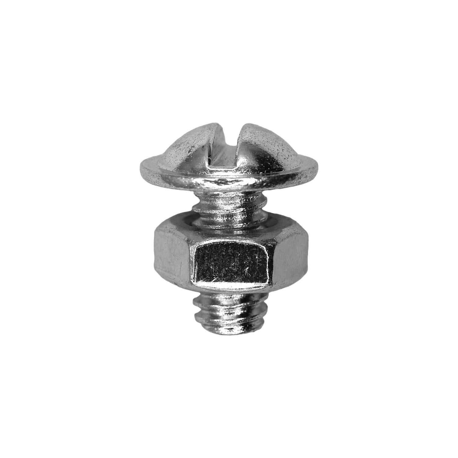 Slotted Round Washer Head License Plate Screw with Hex Nut 1/4-20 x 1/2"