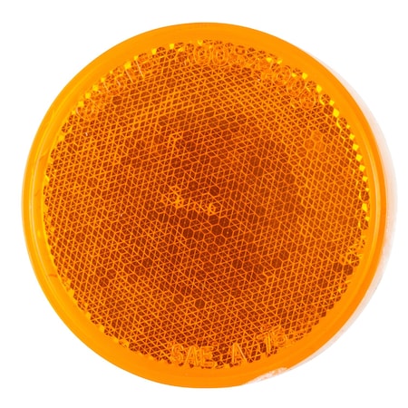 Reflector, Stick-On, Yellow, Round, Dia 3 In