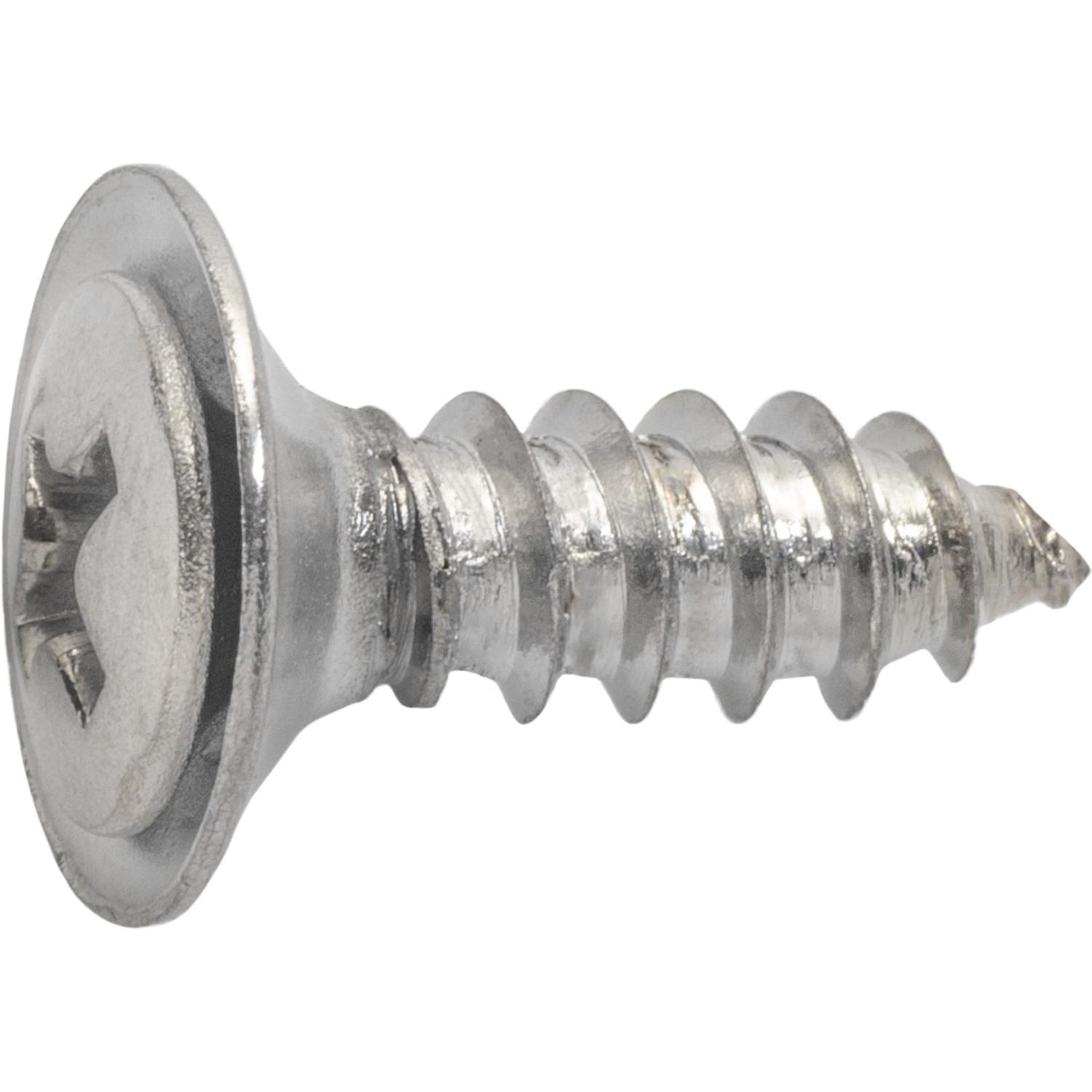 Phillips Oval Head Sems Flush Washer Tapping Screw #10 x 5/8" - Chrome