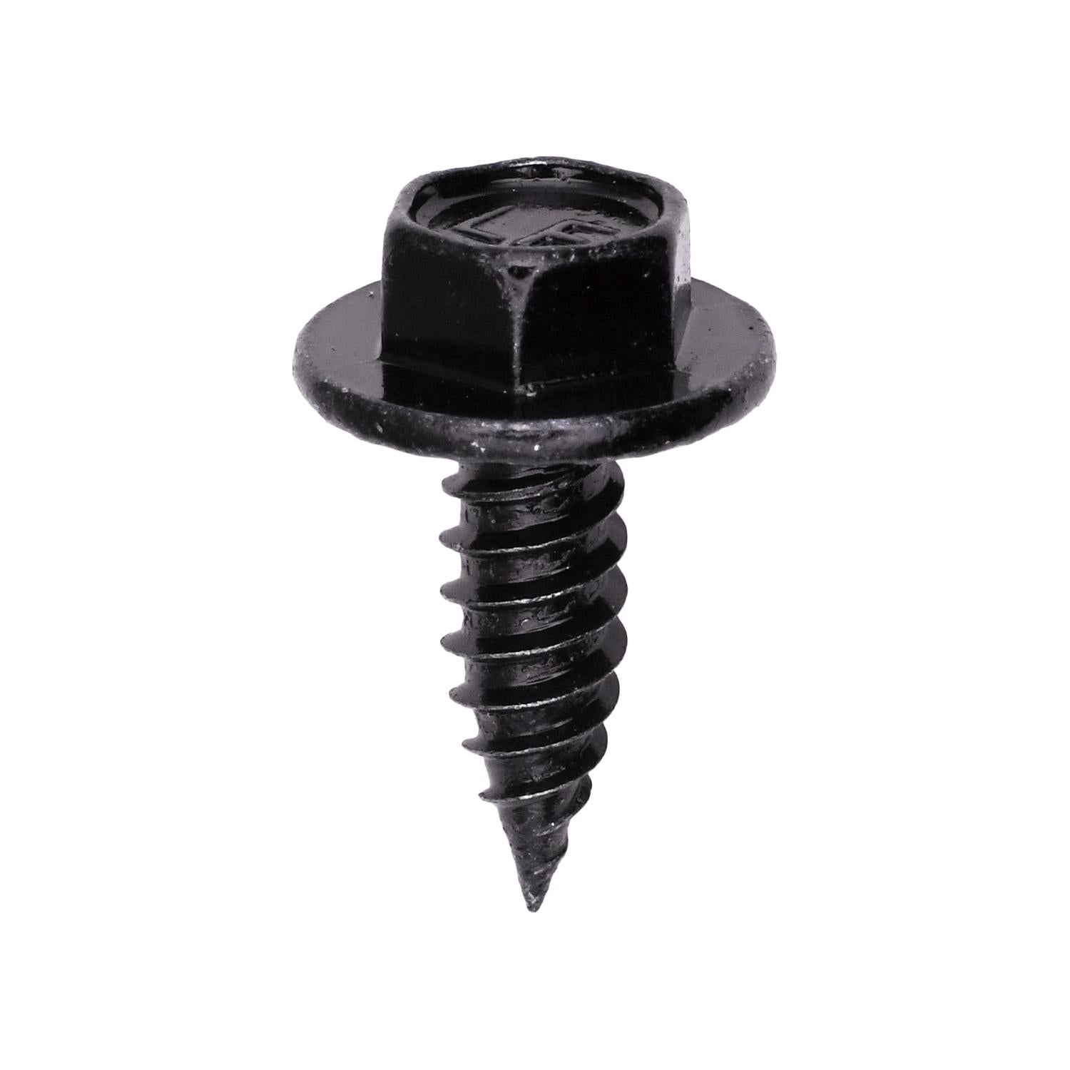 Hex Serrated Washer Head Tapping Screw with Pierce Point #14 x 3/4" - Black