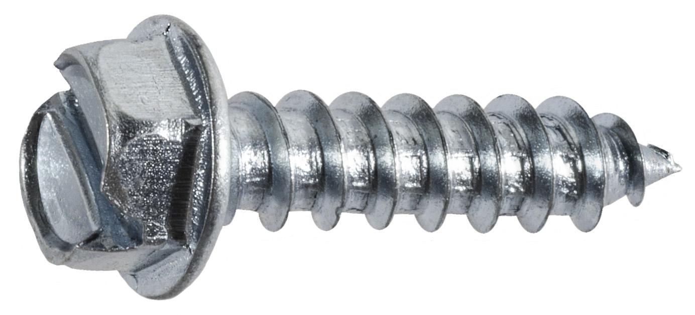 Slotted Hex Washer Head Tapping Screw #14 x 1" - Zinc