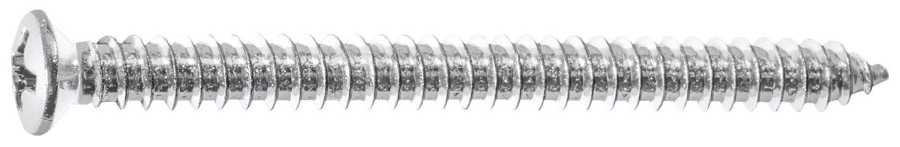 Phillips Oval Head Tapping Screw #8 x 2" - Chrome