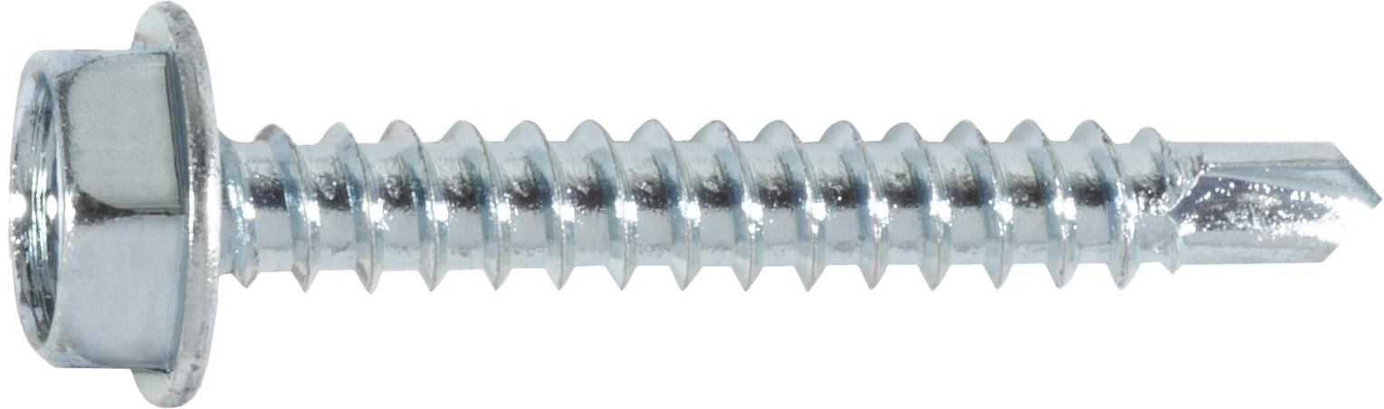 Hex Washer Head Tapping Screw with Tek Point #6 x 1" - Zinc