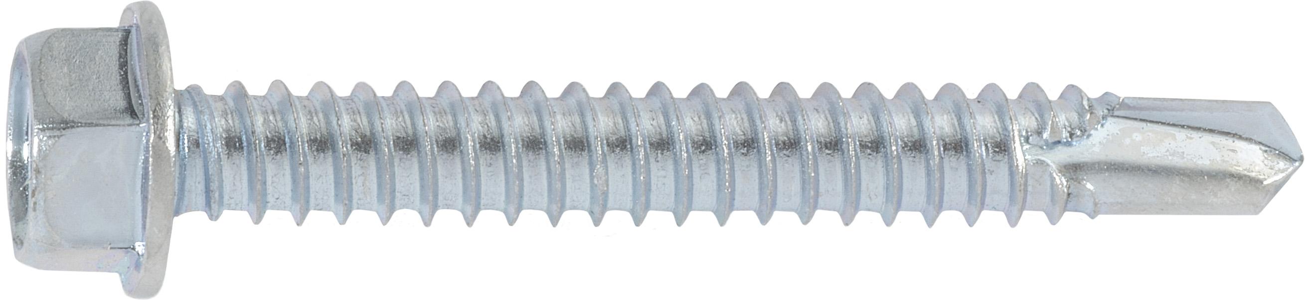 Hex Washer Head Tapping Screw with Tek Point #14 x 2" - Zinc