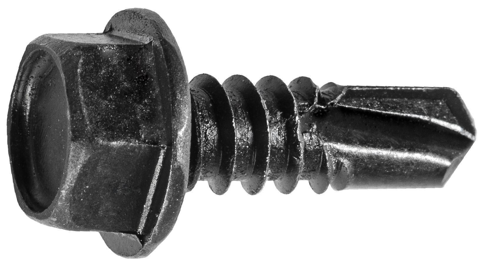 Hex Washer Head Tapping Screw with Tek Point #14 x 3/4" - Black