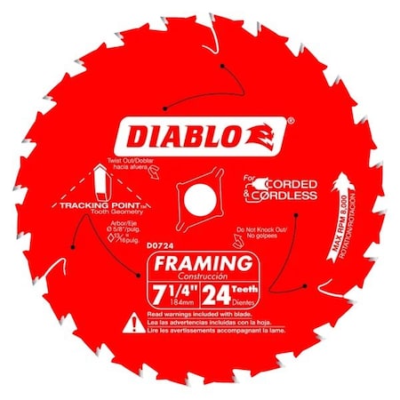 CircularSawBlade,Carbide,Dia:7.25