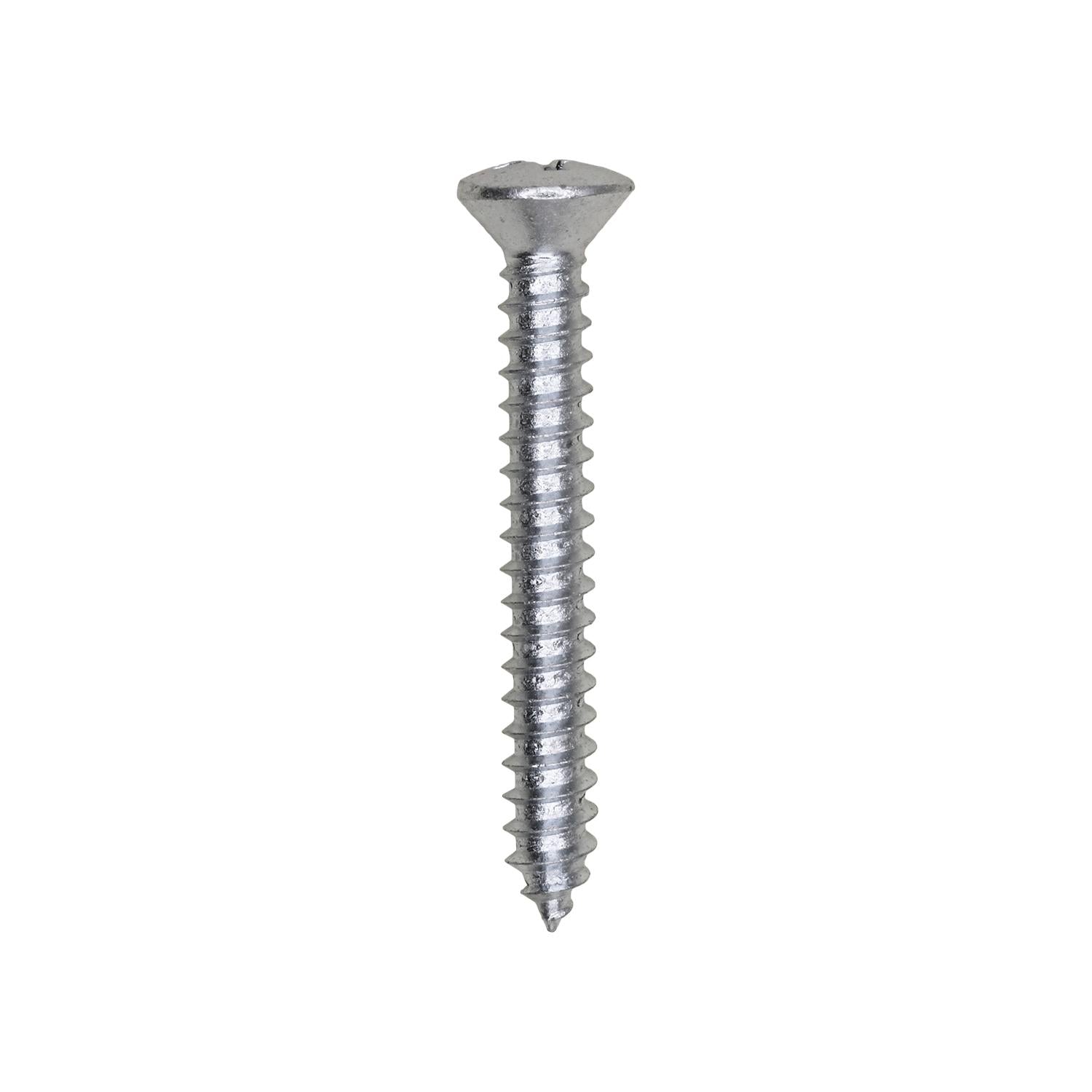 10 x 1-1/2" Phillips Oval Head Tapping Screw Zinc