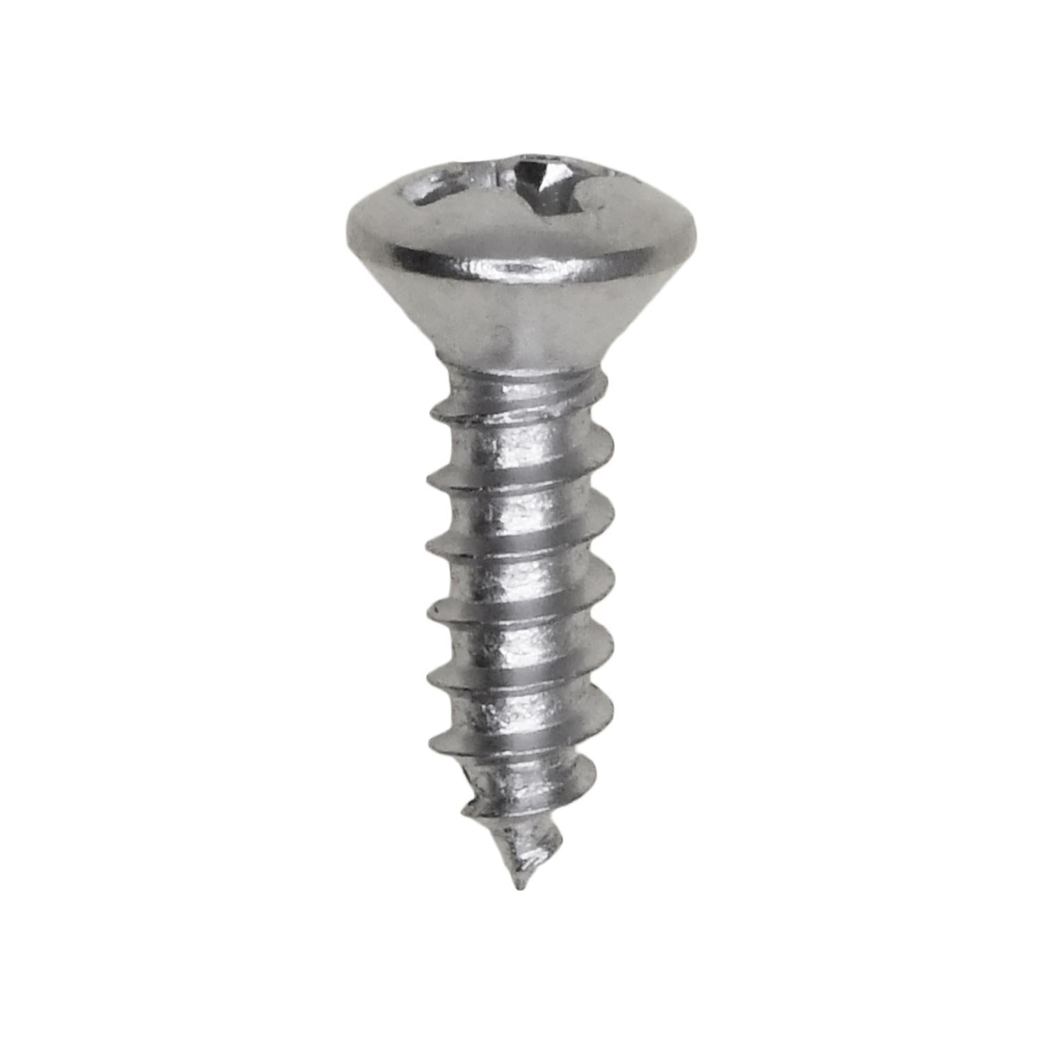 6 x 1/2" Phillips Oval Head Tapping Screw Chrome