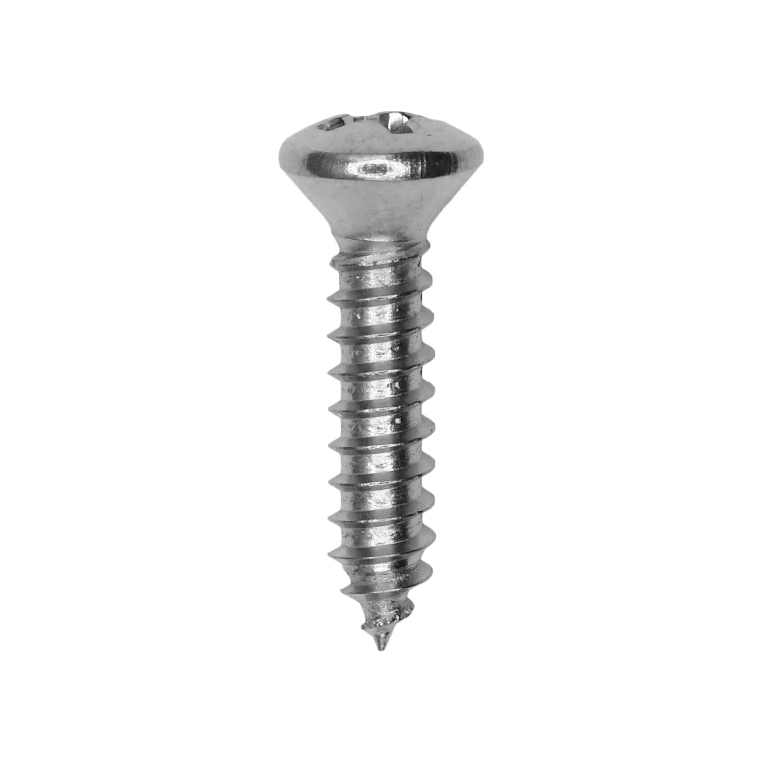 8 x 3/4" Phillips Oval Head Tapping Screw Chrome