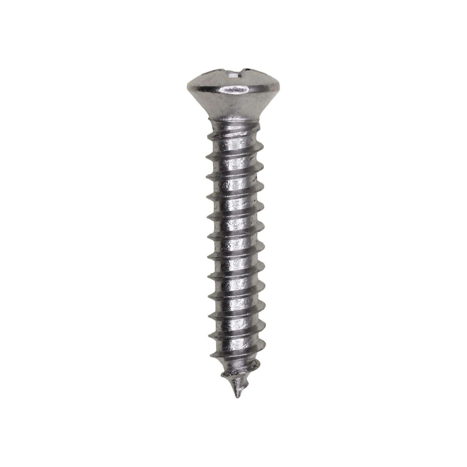 8 x 7/8" #6 Head Phillips Oval Head Tapping Screw Chrome