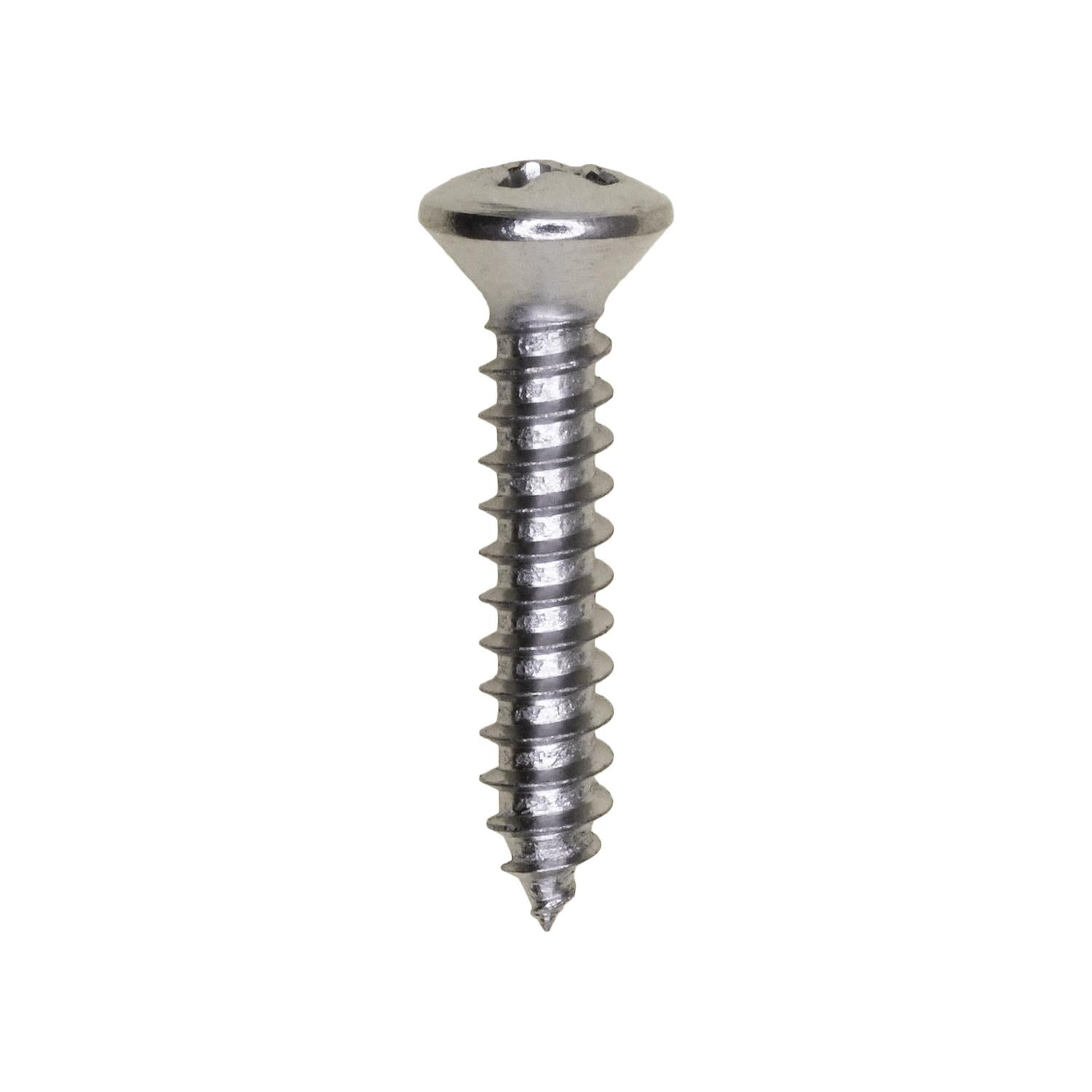 8 x 7/8" Phillips Oval Head Tapping Screw Chrome