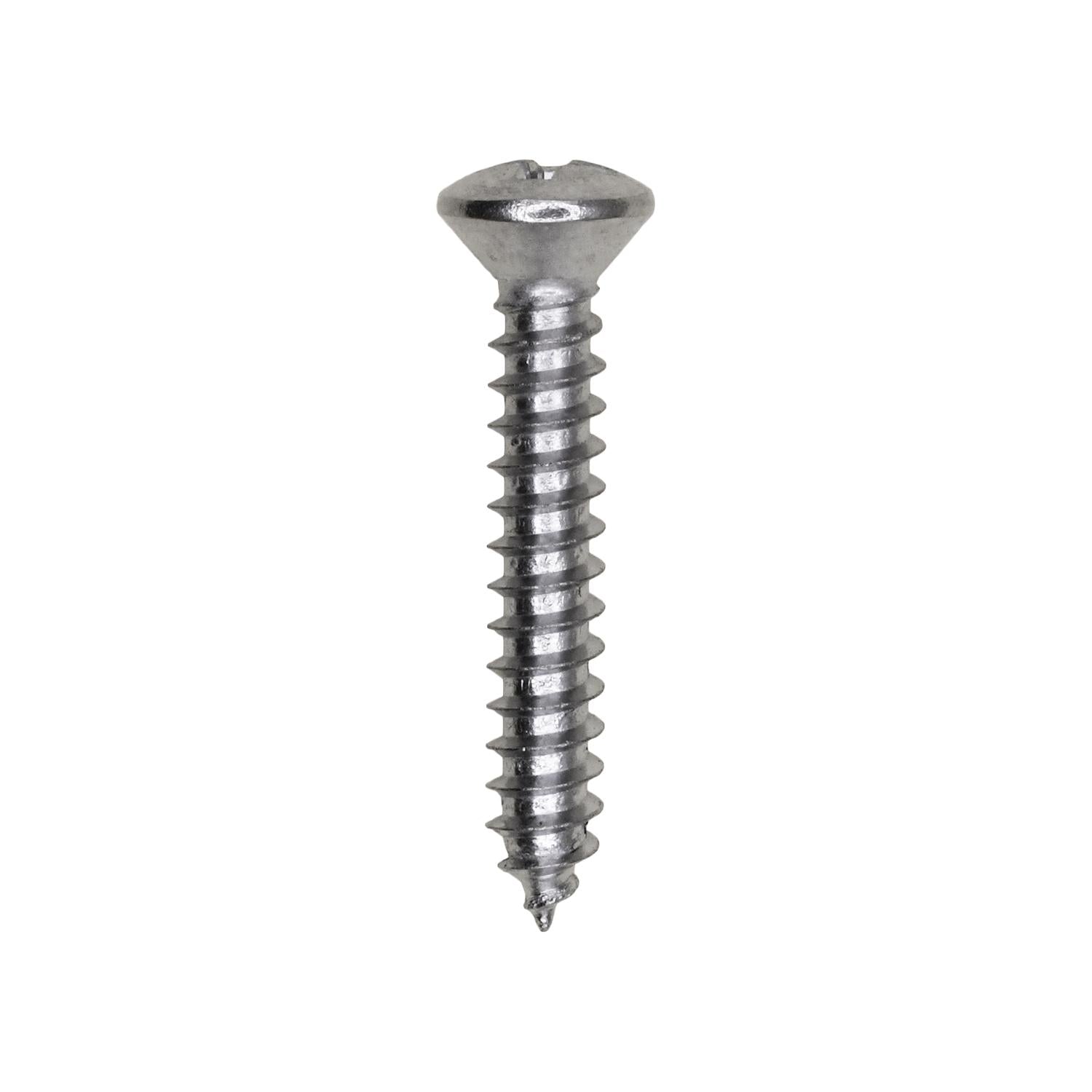 8 x 1" Phillips Oval Head Tapping Screw Chrome