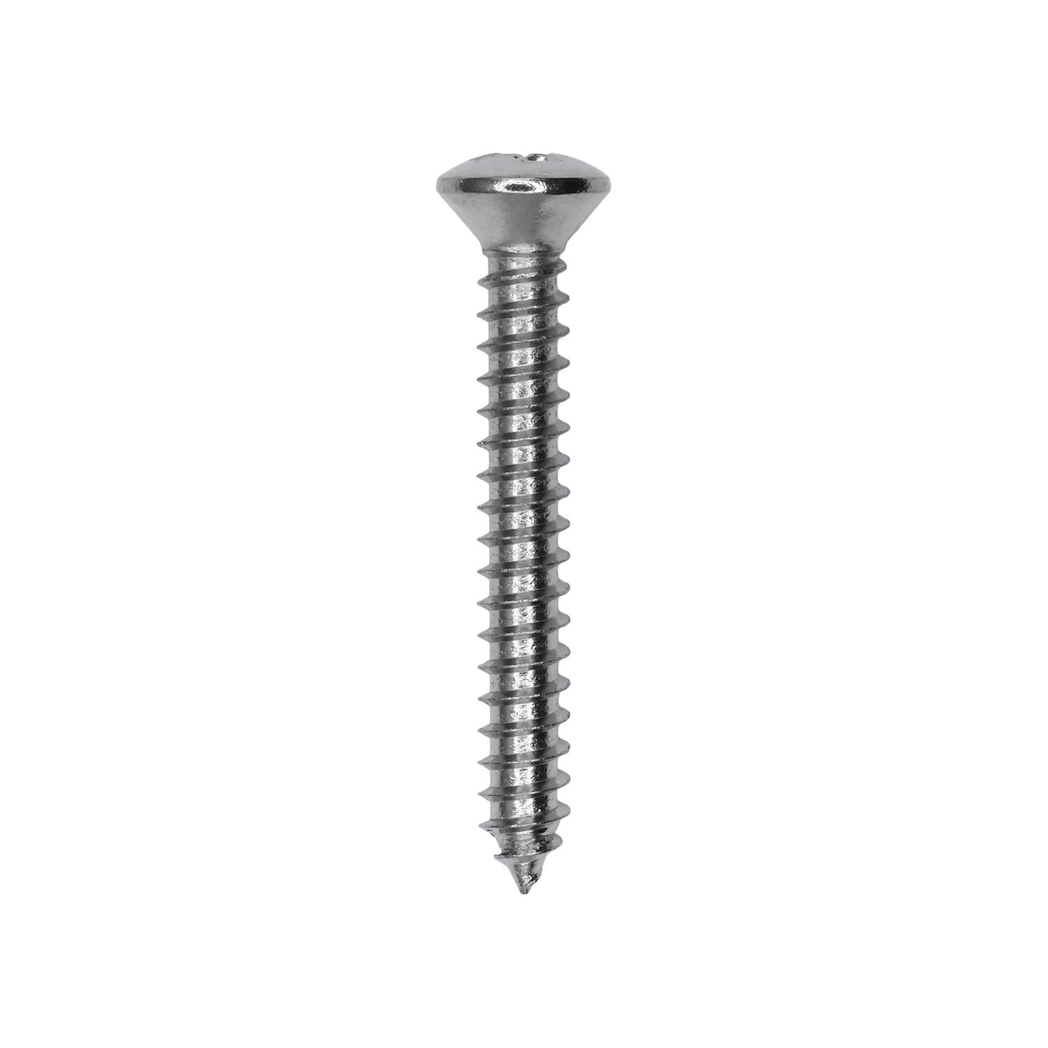 8 x 1-1/4" Phillips Oval Head Tapping Screw Chrome