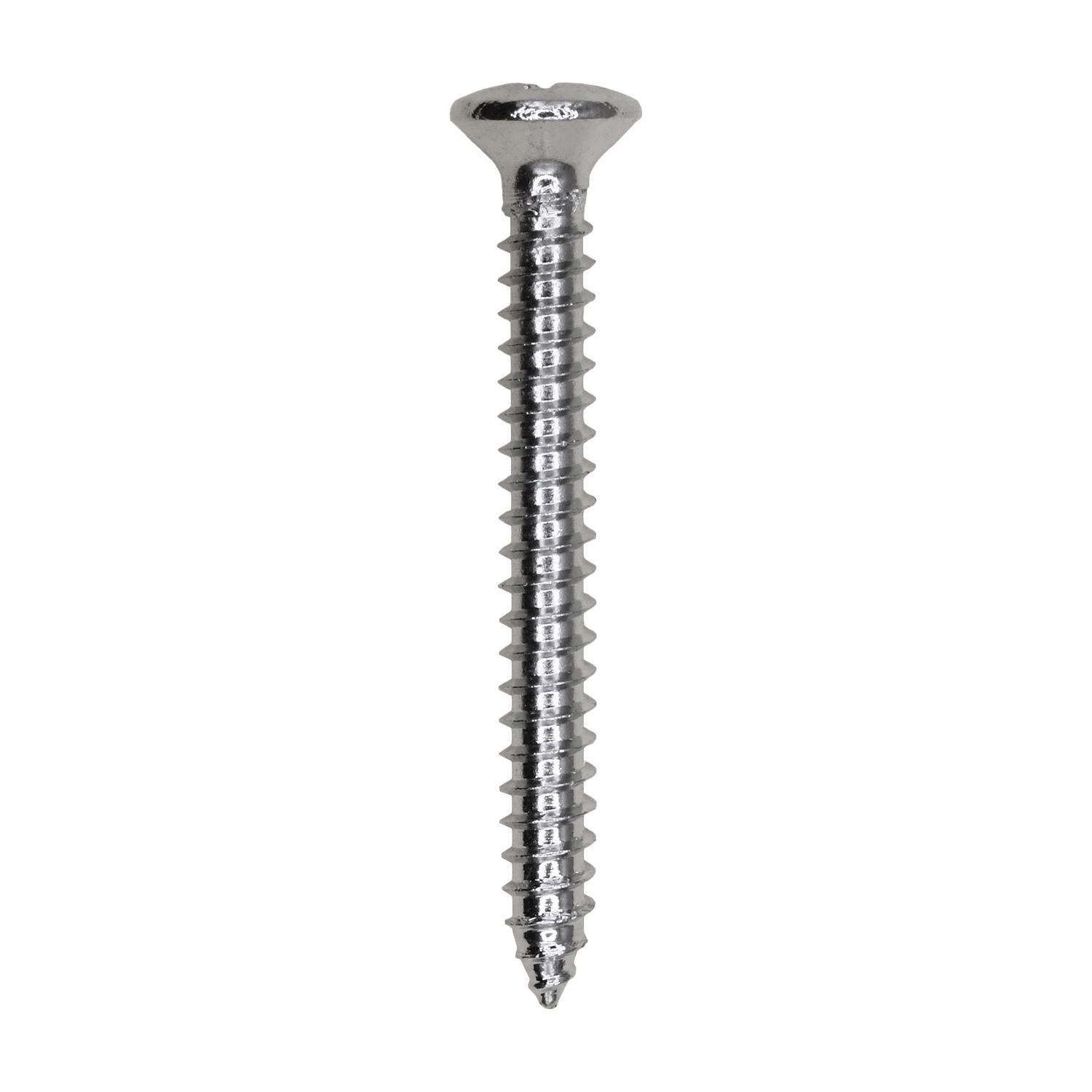 8 x 1-1/2" Phillips Oval Head Tapping Screw Chrome