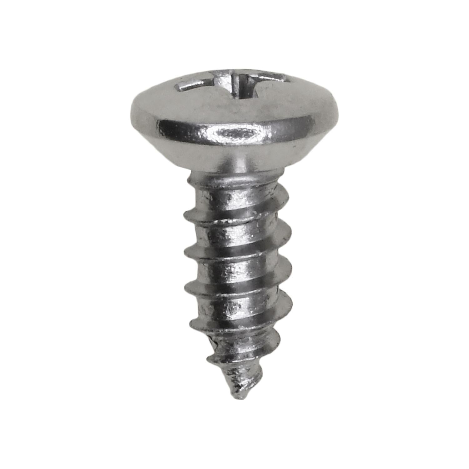 10 x 1/2" Phillips Oval Head Tapping Screw Chrome