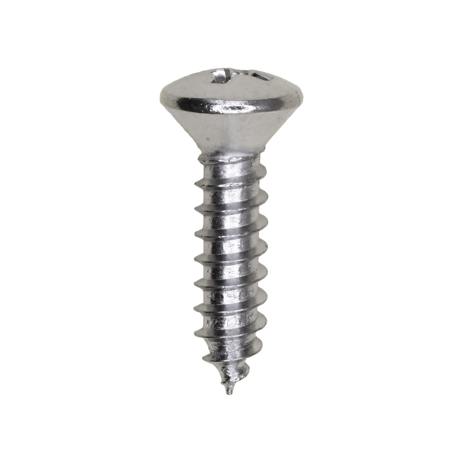 10 x 3/4" Phillips Oval Head Tapping Screw Chrome