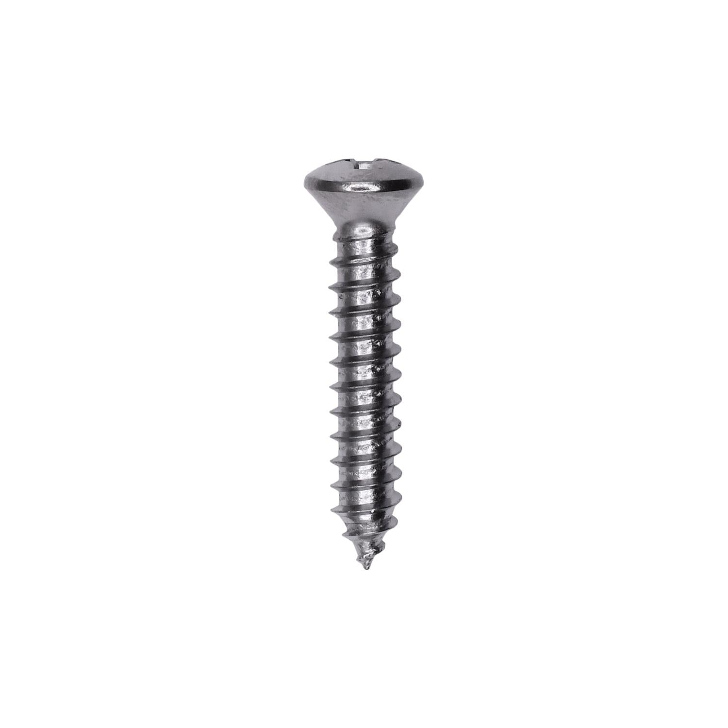 10 x 1" #8 Head Phillips Oval Head Tapping Screw Chrome