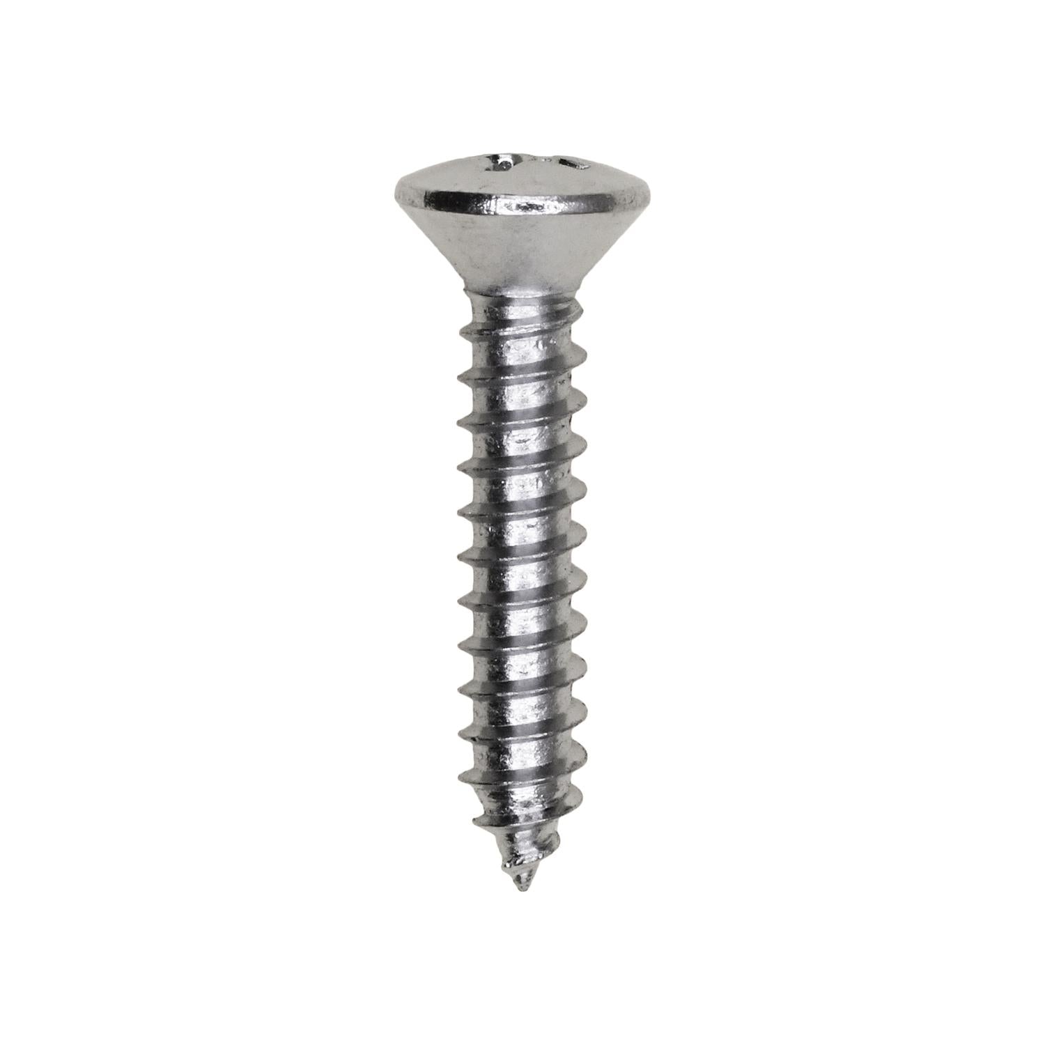 10 x 1" Phillips Oval Head Tapping Screw Chrome
